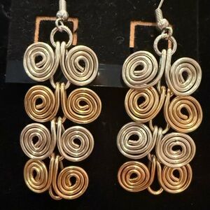 Elegant Egyptian Coil Gold and Silver Spiral Earrings